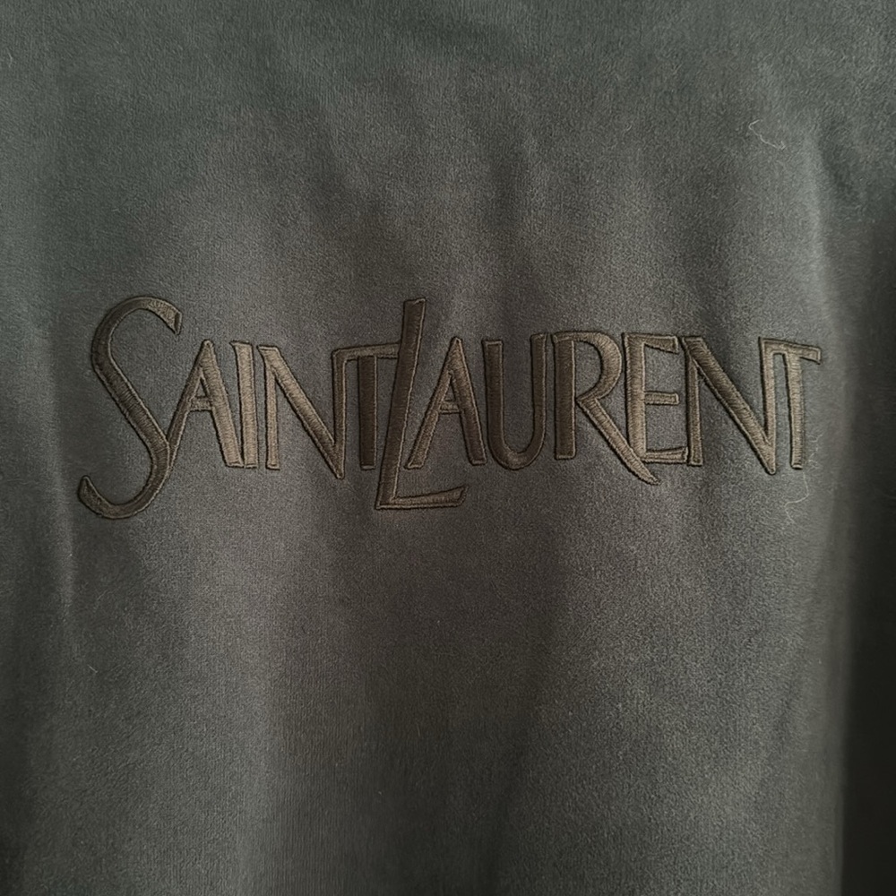 Saint Laurent Paris Navy Crewneck Sweatshirt Large Embroidered Logo High End YSL
